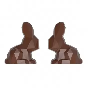 Chocolate World CW12102 Polycarbonate Sitting origami Rabbit Easter Bunny Chocolate Mold - 117.5mm x 96mm x h 32.5mm - 2 cavi...