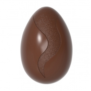 Chocolate World CW12107 Polycarbonate Egg Shaped Chocolate Mold with Textured Flame by Nora Chokladskola - 70mm x 47mm x h 21...