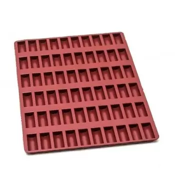 Mae 005026-40X30 SILMAE Professional Silicone Pastry Mold - Mini Log - 45mm x 20mm x 13mm - 60 cavity - 9ml SILMAE Flexible M...