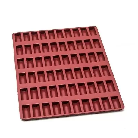 Mae 005026-40X30 SILMAE Professional Silicone Pastry Mold - Mini Log - 45mm x 20mm x 13mm - 60 cavity - 9ml SILMAE Flexible M...