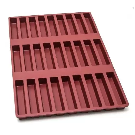 Mae 011029 SILMAE Professional Silicone Pastry Mold - Cake Mold - 160mm x 30mm x 30mm - 27 cavity - 135ml SILMAE Flexible Molds