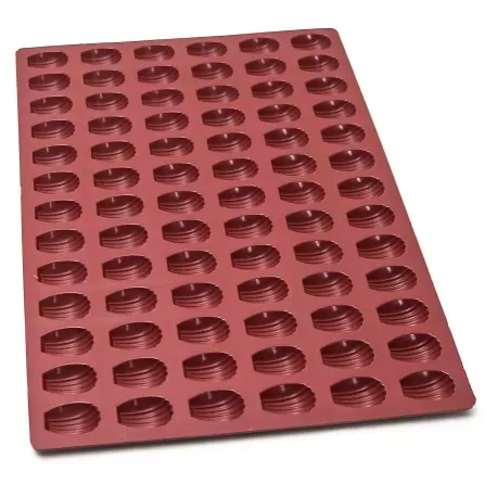 SILMAE Professional Silicone Pastry Mold - Midi Madeleines - 48mm x 34mm x 15mm - 78 cavity - 8.6ml