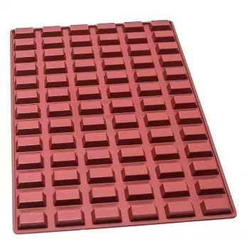 Mae 000289 SILMAE Professional Silicone Pastry Mold - Mini Financier - 48.8mm x 25.4mm x 14.6mm - 78 cavity - 15ml SILMAE Fle...