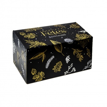 Pastry Chef's Boutique BT2011 Black Yule Log Cake Entremets Pastry Boxes - Black Star - 20 x 11 x 11 cm - Pack of 25 Pastry B...