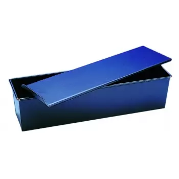 Pastry Chef's Boutique 09295 Blue Steel Bread Loaf Pan with Cover - 40cm x 10cm x 10cm Loaf and Cake Pans
