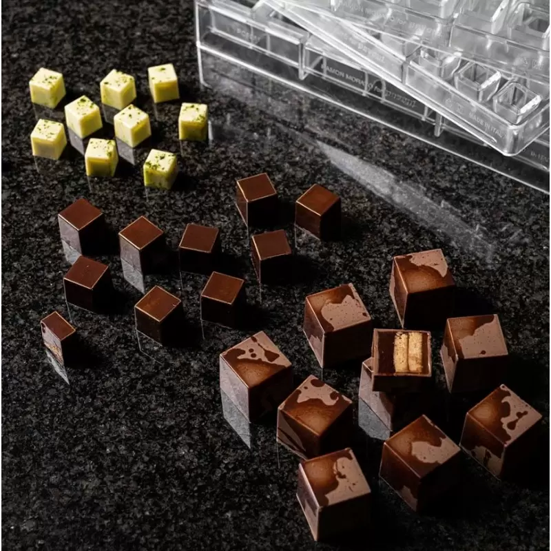 Pavoni Polycarbonate Cubo Chocolate Cube Mold - Ramon Morató - 20mm x 20mm x h 20mm - 32 cavity - 9ml