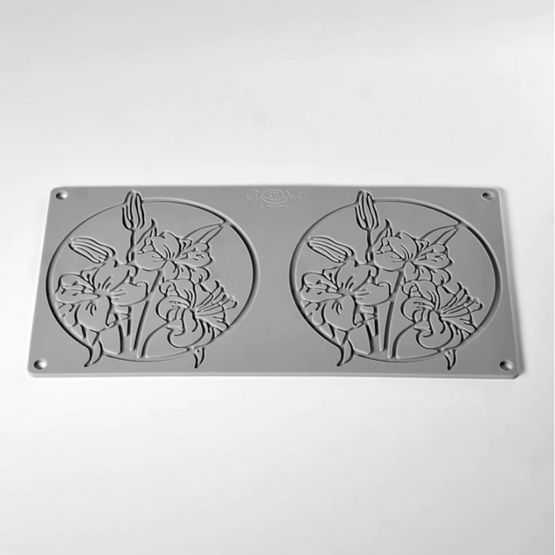 Pavoni Italia Floreale Decoration Silicone Mold by Paolo Griffa - 140mm x 153mm x h 2mm - 2 cavity