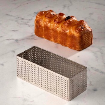 Microperforated Stainless Steel Rectangular Viennoiseries Tart Ring - 120mm x 50mm x h 45mm