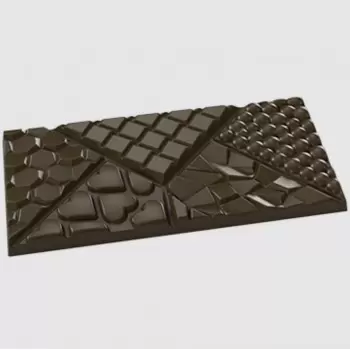 Polycarbonate Design Variety Chocolate Tablet Bar Mold - 155mm x 75mm x 9mm - 100gr - 1x3 Cavity