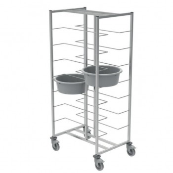 Dough Container Trolley Rolling Cart with Scaled Shelves for Double Dough Bins