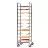 Stainless Steel Rolling Preparation and Storage Rolling Cart - 10 levels - 47cm x 55cm x h 153cm
