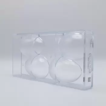 Polycarbonate Smooth Glossy Chocolate Egg Mold - 100mm x 65mm x h 35mm - 135gr - 2x2 Cavity - Double Mold - 275x135x35mm