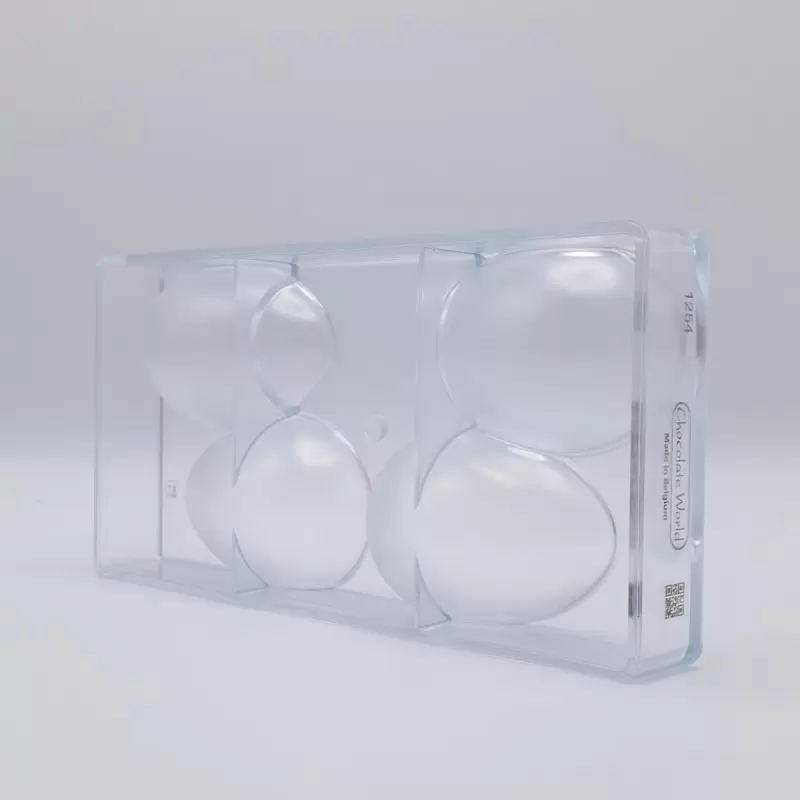 Polycarbonate Smooth Glossy Chocolate Egg Mold - 100mm x 65mm x h 35mm - 135gr - 2x2 Cavity - Double Mold - 275x135x35mm