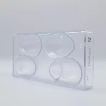 Polycarbonate Smooth Glossy Chocolate Egg Mold - 100mm x 65mm x h 35mm - 135gr - 2x2 Cavity - Double Mold - 275x135x35mm
