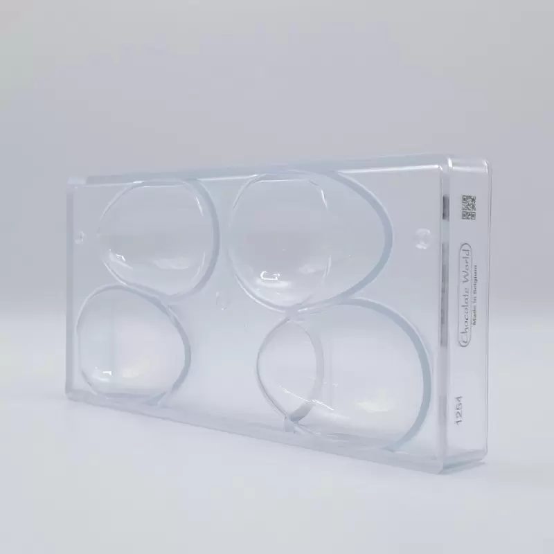 Polycarbonate Smooth Glossy Chocolate Egg Mold - 100mm x 65mm x h 35mm - 135gr - 2x2 Cavity - Double Mold - 275x135x35mm