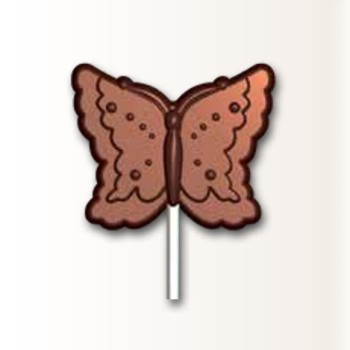 Polycarbonate Chocolate Butterfly Lollipop Mold - 66.7mm x 43.2mm - 6 cavity - 18gr
