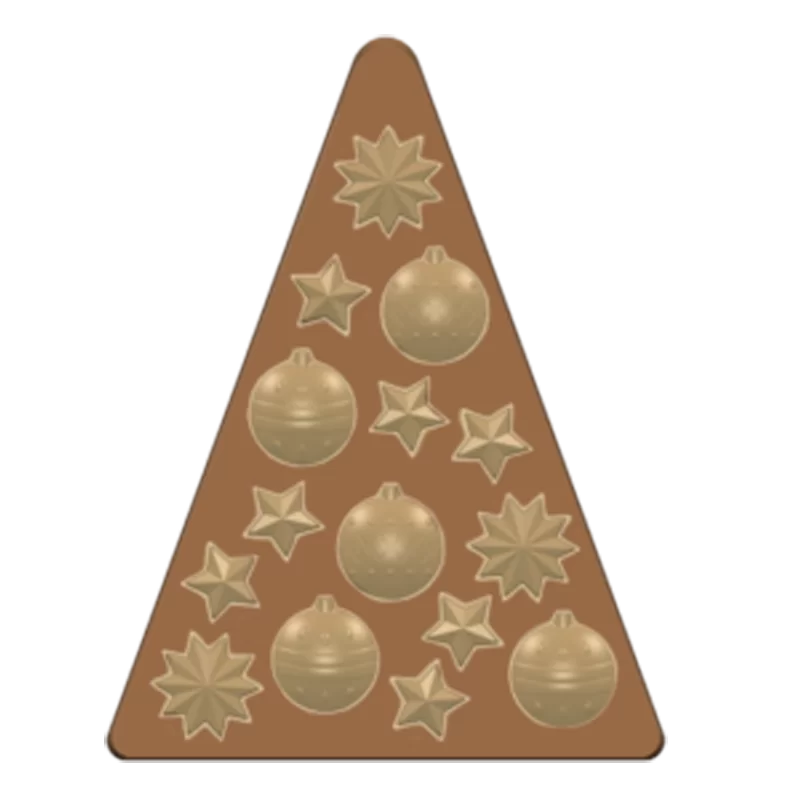Polycarbonate Decorated Christmas Tree Chocolate Tablet Mold - Ø 30mm H 35mm - 24 cavity - 10gr
