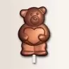 Polycarbonate Teddy Bear Chocolate Lollipop Mold - 66.7mm x 43.2mm - 6 cavity - 18gr