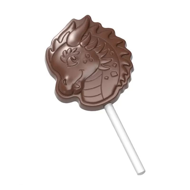 Polycarbonate Dragon Lollipop Chocolate Mold - 55mm x 50mm x h 12mm - 20gr - 5 cavity