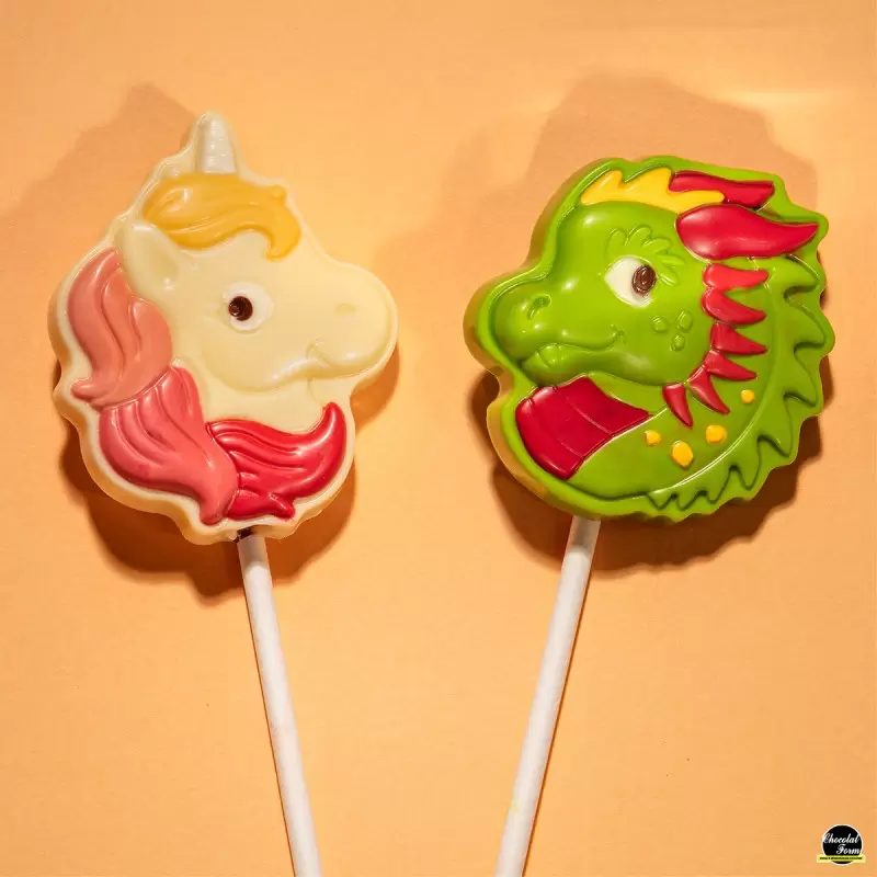 Polycarbonate Dragon Lollipop Chocolate Mold - 55mm x 50mm x h 12mm - 20gr - 5 cavity