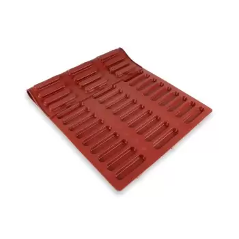 SILMAE Professional Silicone Pastry Mold - Ladyfinger Biscuits - 90mm x 20mm x 9mm - 15ml - 54 cavity