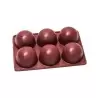 SILMAE Professional Silicone Pastry Mold - Mystery Half Sphere - Ø 75mm x 55mm – 180 ml - 6 cavity - 180 x 280 mm