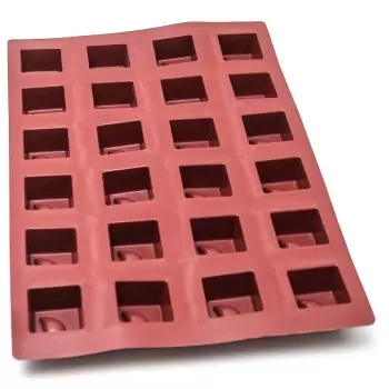 SILMAE Professional Silicone Pastry Mold - Cube with Drop Imprint - 60mm x 60mm x 41mm - 123ml - 24 cavity