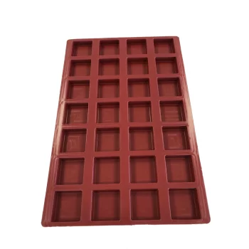 SILMAE Professional Silicone Pastry Mold - Square - 68mm x 68mm x 20mm - 88ml - 28 cavity
