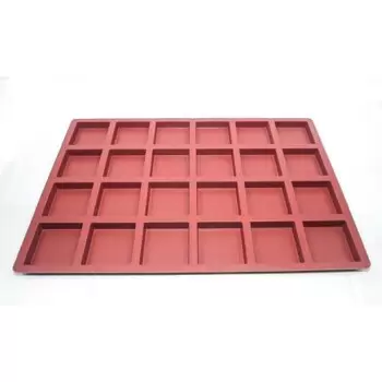 SILMAE Professional Silicone Pastry Mold - Square - 80mm x 80mm x 20mm - 125ml - 24 cavity