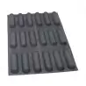 SILMAE Professional Fiberglass Hot Dog Eclair Shaped Mold - 155mm x 41mm x h 25mm - 18 cavity