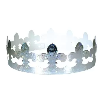 Galette des Rois King's Cake Crowns - Fleur de Lys Holographic Silver - Pack of 100