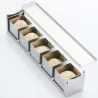 Professional Stainless Steel Mini Cubó Cube Travel Cake Mold by Frank Haasnoot - 60mm x 60mm x h 60mm - 220ml vol 5 pcs
