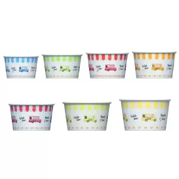 Gelato Ice Cream Paper Cups - Various Colors - 85 mm x 51 mm - 6.4 oz - 250 pcs