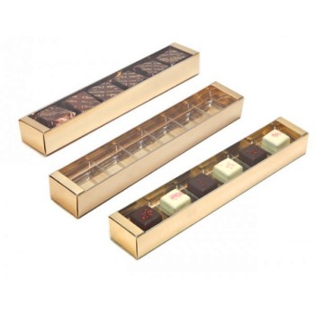 Deluxe Gold Chocolate Confectionery Box with clear lid 234 x 42 x 30 mm - Pack of 48