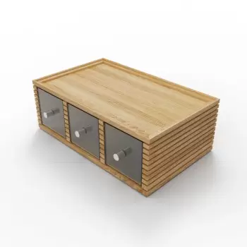 Craster BU_BD3ONL Craster Flow Oak Triple Bread Box 349 × 530 × 190mm