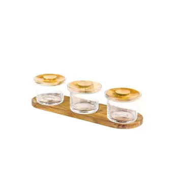 Craster SET_GJO01 Craster Tilt Oak Mini Glass Jar Set 450 × 145 × 1...