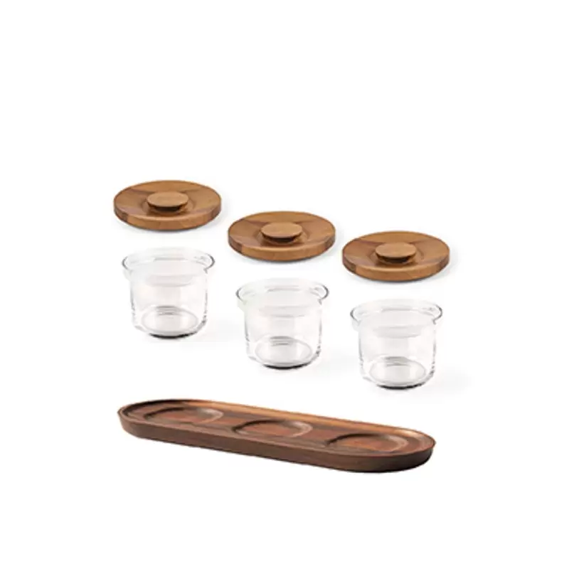 Craster SET_GJW01 Craster Tilt Walnut Mini Glass Jar set 450 × 145 ...