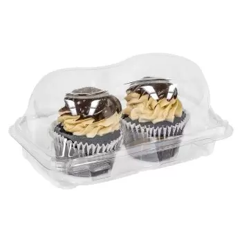 Clear Plastic Double Jumbo Cupcake Container - 8" x 5 1/4" x 3.8" - 220 pcs