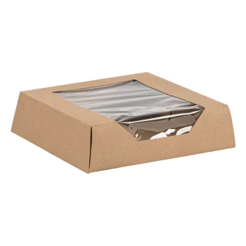 Brown Kraft Pie Tart Box with Window - 10" x 8" x 4" - 100 pcs