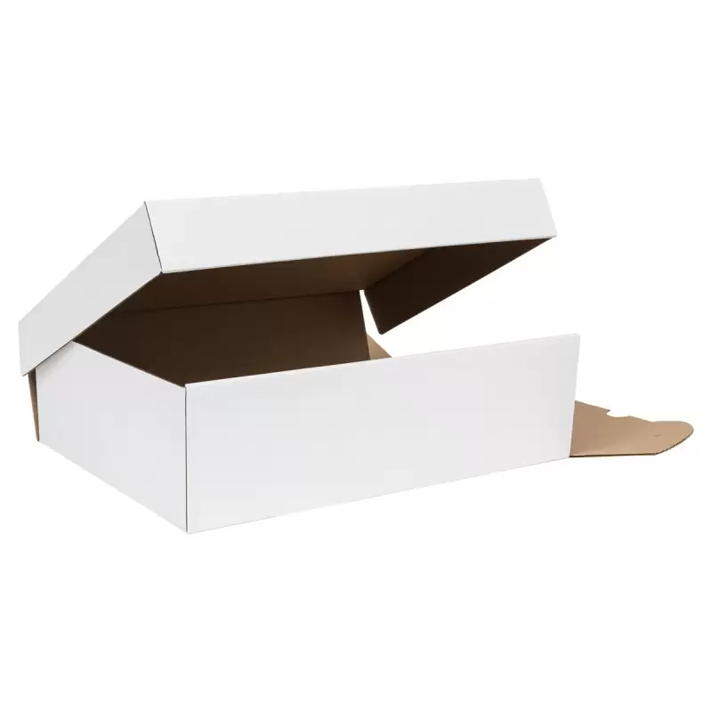 White Corrugate Kraft 1/2 Sheet Cake Box - 19" x 14" x 5.5" - 25 pcs