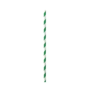 PacknWood Green Striped Paper Straws Wrapped - Dia: .2" L: 8.3" - 6000 pcs