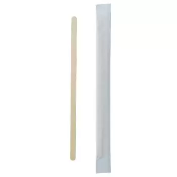 PacknWood 'dividually Wrapped Wooden Coffee Stirrers - 5.5 x 0.2 x 0.04'' - 10000 pcs