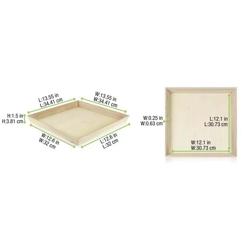 PacknWood Heavy Duty Wooden Tray - 12.2 x 12.2 x 1.5'' - 10 pcs PacknWood Heavy Duty Wooden Tray - 12.2 x 12.2 x 1.5'' - 10 pcs
