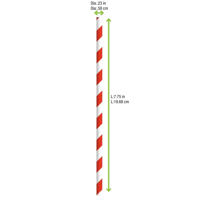 PacknWood Red Striped Paper Straws - 8.3" - 600 pcs