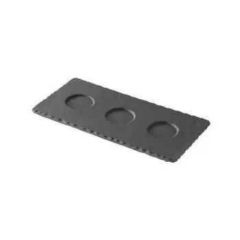 Revol Basalt Collection Tray With 3 Indents 25X12 cm - Matt slate style - Set of 6 pcs