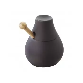 Revol Likid Collection Mustard Pot With Spatula 15 cl - Slate - Set of 4 pcs