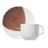 Revol Confluence Collection Tea Cup And Saucer 20 cl\n - Cognac Alabaster white - Set of 6 pcs