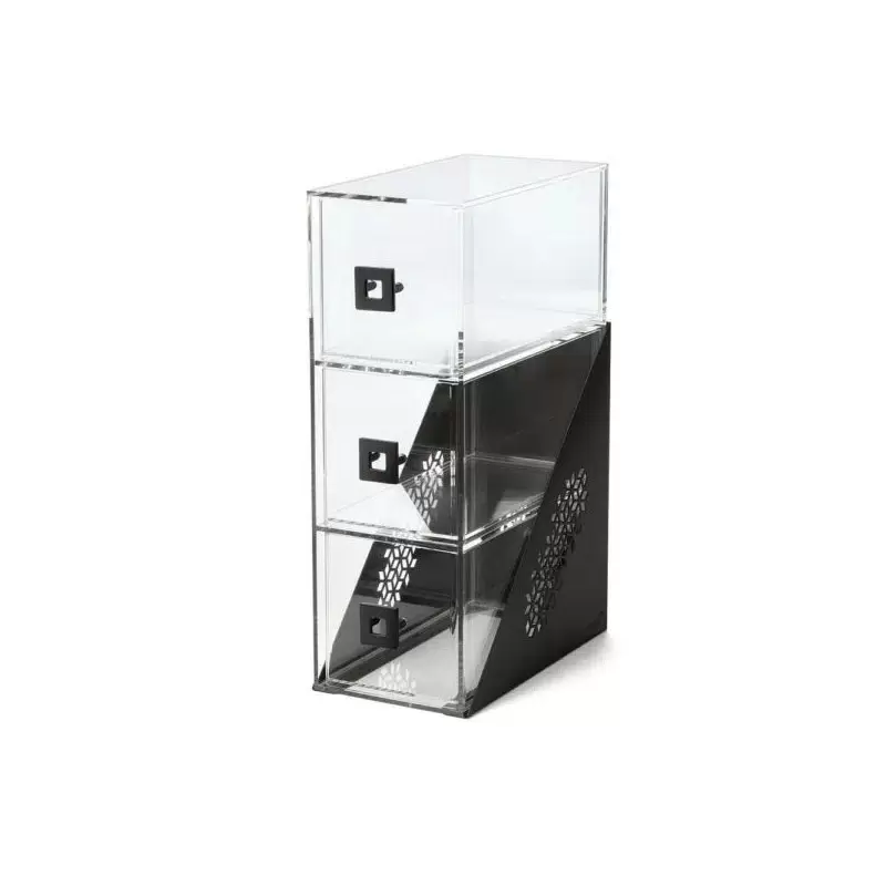 Rosseto BD143 Rosseto Mosaic Narrow Three Drawer Black Matte Bakery...