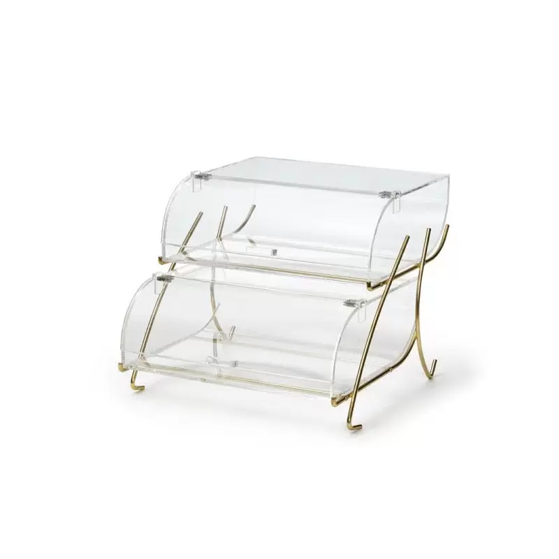 Rosseto BK020 Rosseto Two-Tier Bakery Case with Brass Wire Stand - ...