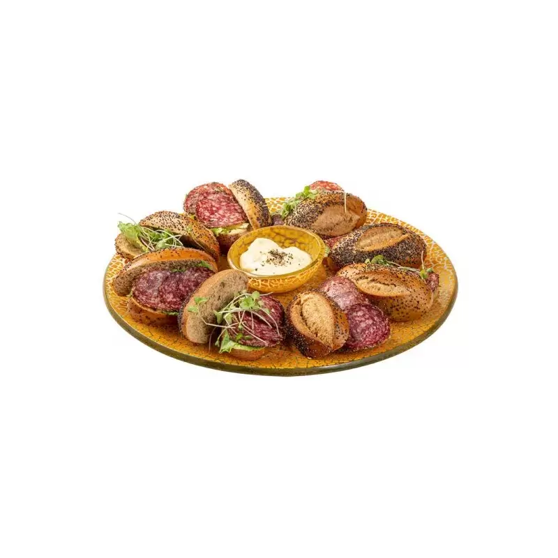 Rosseto GLS038M Rosseto Foglia Mustard 13" Round Handmade Glass Pla...
